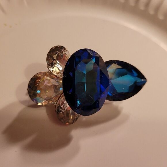 Wendy Gell Swarovski Blue Brooch Crystal - Picture 2 of 3